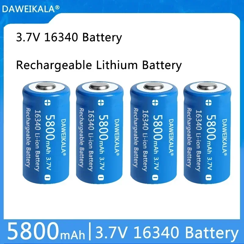 New 3.7V 5800mAh Lithium Li-ion 16340 Battery CR123A Rechargeable Batteries 3.7V CR123 for Laser Pen LED Flashlight Cell