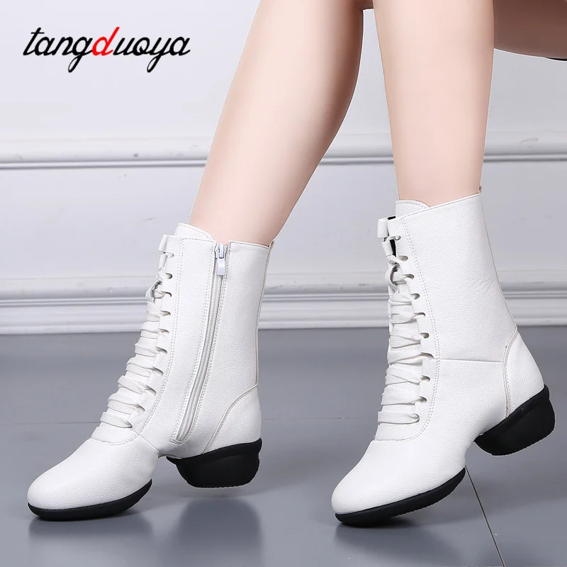 

High Top Latin Dance Shoes Women Black Salsa Jazz Dancing Boots Shoe Heel Outdoor Adult Woman Ballroom Dance Sneakers