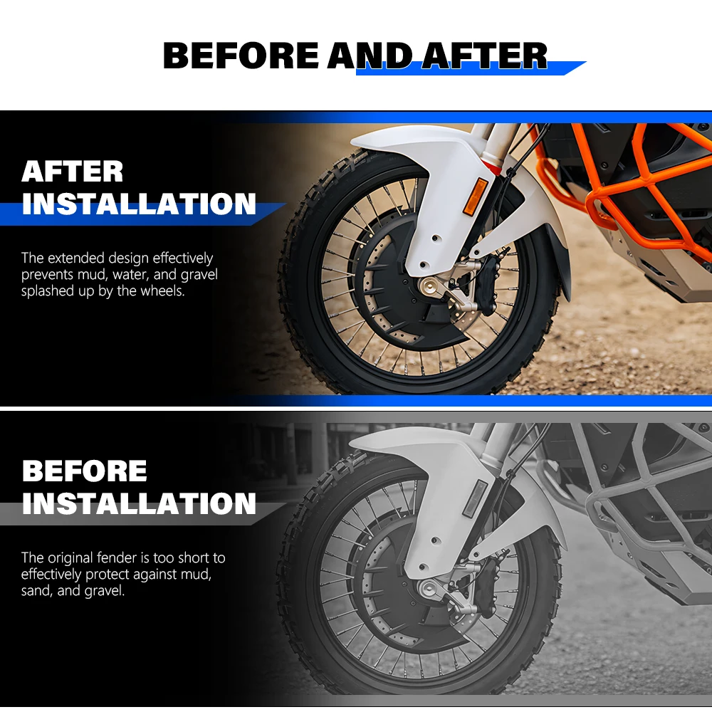 For 1290 Super Adventure / S / T (2015-2025) Front Fender Extender ABS Mudguard Extension Anti Mud Splash Guard Protector