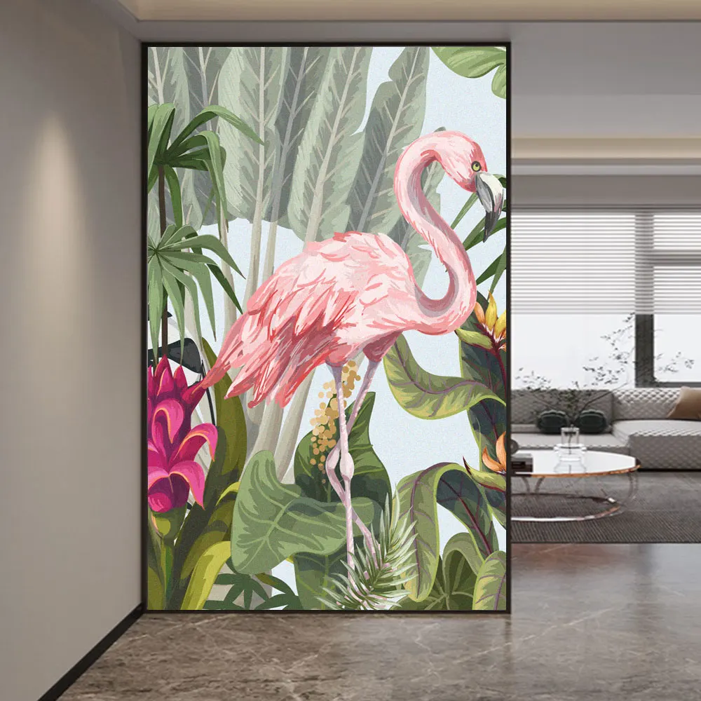 

Privacy Windows Film Anti UV Blocking Heat Control Static Cling Frosted Flamingo Window Stickers