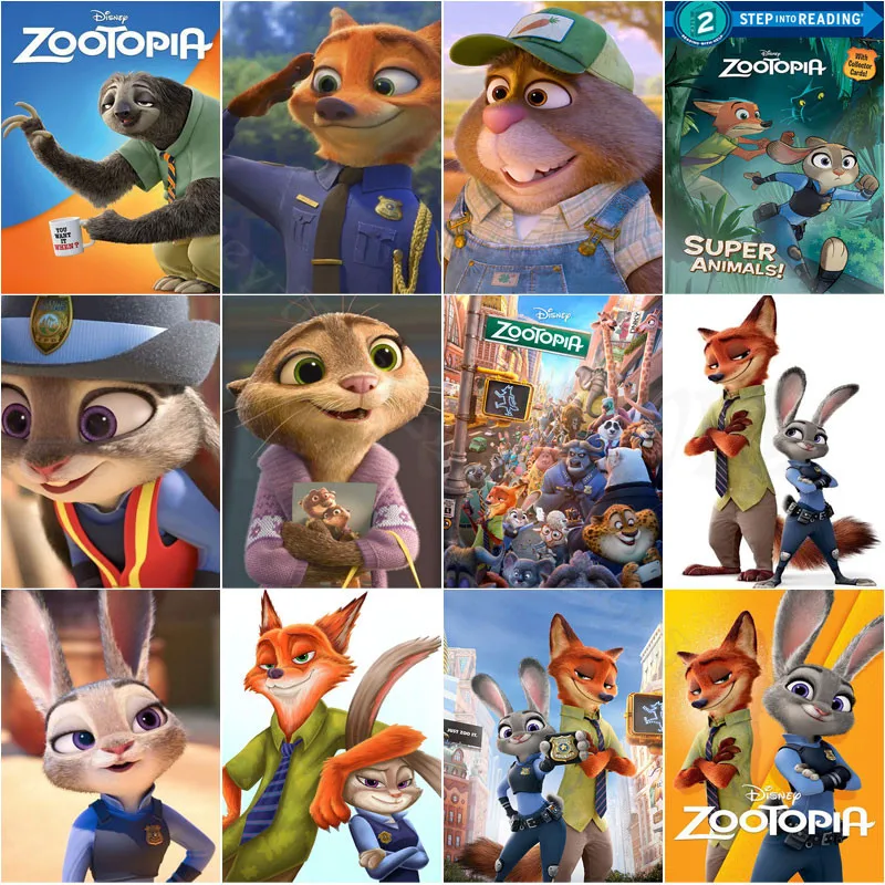 Disney Zootopia Diamond Painting Animals Sloth Rabbit and Fox Full Round Square Drill Diamond Embroidery Mosaic Art Paintings