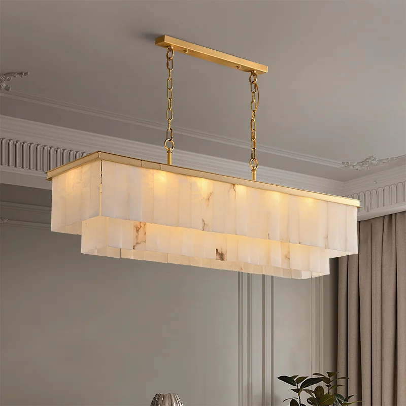 

Nordic Hotel Lobby Bar Counter Decorative Chandelier Minimalist Living Room Dining Table Brass Marble Pendant Light