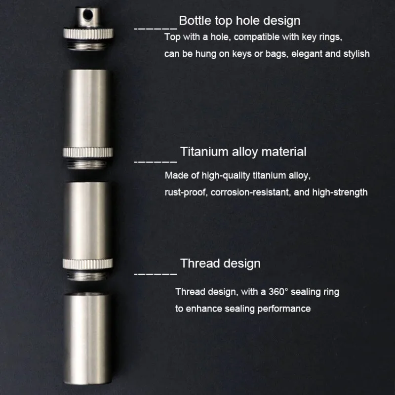 Waterproof Pill Box Titanium Alloy Sealed Capsule Outdoor Travel Camping Firstaid Pendant EDC Multi-function Survival Tool Gift - view 4