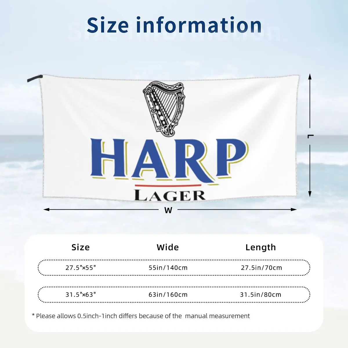 Harp By Guins Beach Towel Soft Microfiber Quick Dry Absorbent Quick Towels For Bath