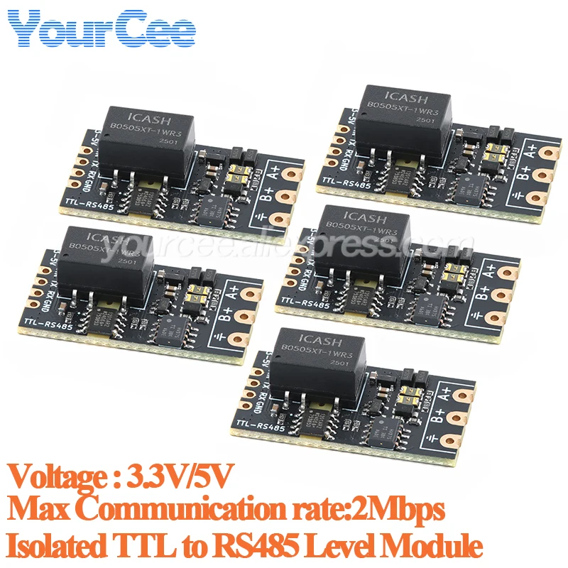 10pcs/1pc Isolated TTL to RS485 Level Board Module Serial Automatic Reverse High Speed 2Mbps Half-duplex Communication Isolation