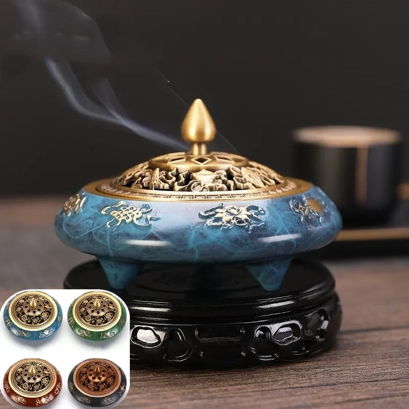 

Auspicious Eight Treasures Copper Incense Burner Incense Tool DIY Household Indoor Incense Burner Tea Ceremony Decoration