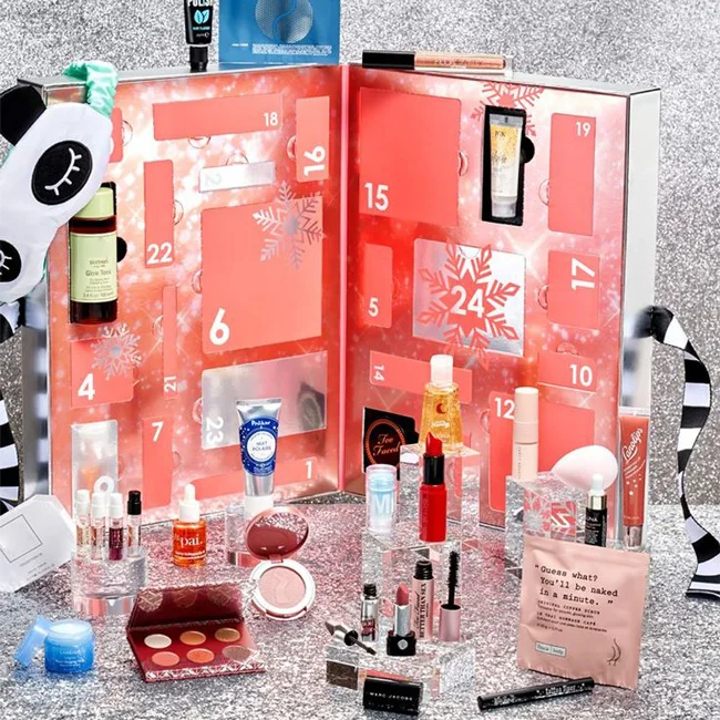 Customized queryCustom Large Biodegradable Christmas Makeup Advent Calendar Gift Box Sliding Drawer Matte Layer Overpower Timing