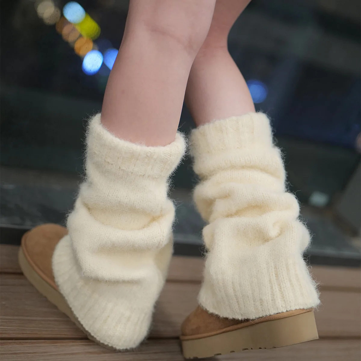 New Japanese Wool Leg Warmers Cashmere Winter Warm Plush Knitted Boots Cover Socks Korea Women Leg Socks Y2K Lolita Accessories