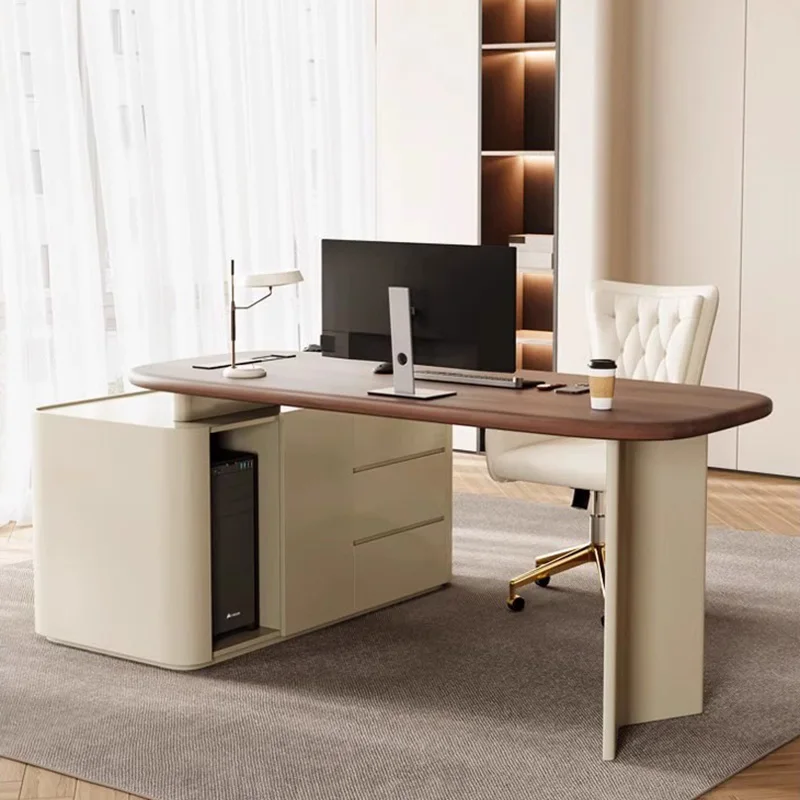 

Современный деревянный стол со шкафом для хранения ящиков, современный письменный стол для домашнего офиса или учебы