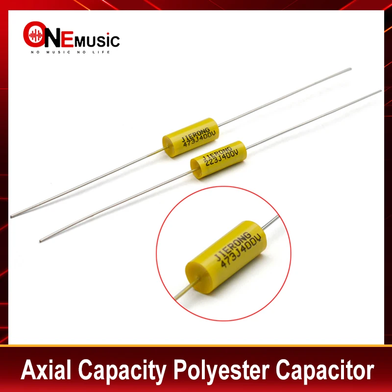 10Pcs Axial Capacity Polyester Capacitor 223J400V/473J400V 0.022uf/0.047uf Brass Leg Electric Guitar Tone Capacitor Yellow