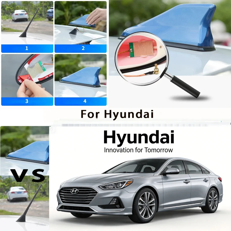 

For Hyundai Car Shark Fin Antenna Roof Mount AM FM Signal Amplifier Auto Radio Aerial Topper Waterproof Car Accessories