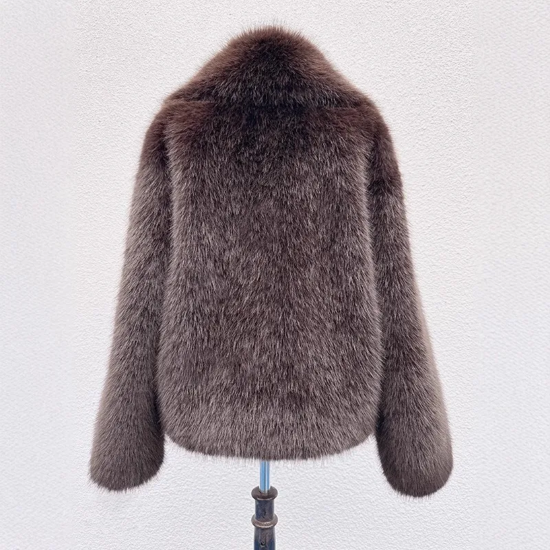 Women's Models Fall Winter Coat Faux Fur Flip Collar Plush Thickened Warm Big Yards High Collar New Leisure Soft Niche Versatile