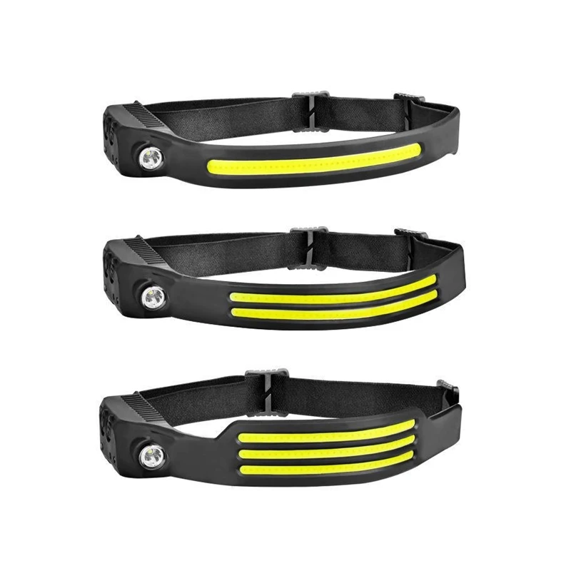 Cross border induction headlight COB bar bright silicone running USB charging night running fishing work
