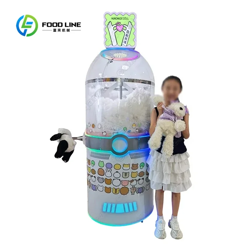 Coin-operated Metal Capsule Cotton Doll Wool Toy Filling & Stuffing Machine English Interface 1 Year Warranty for Indoor Use