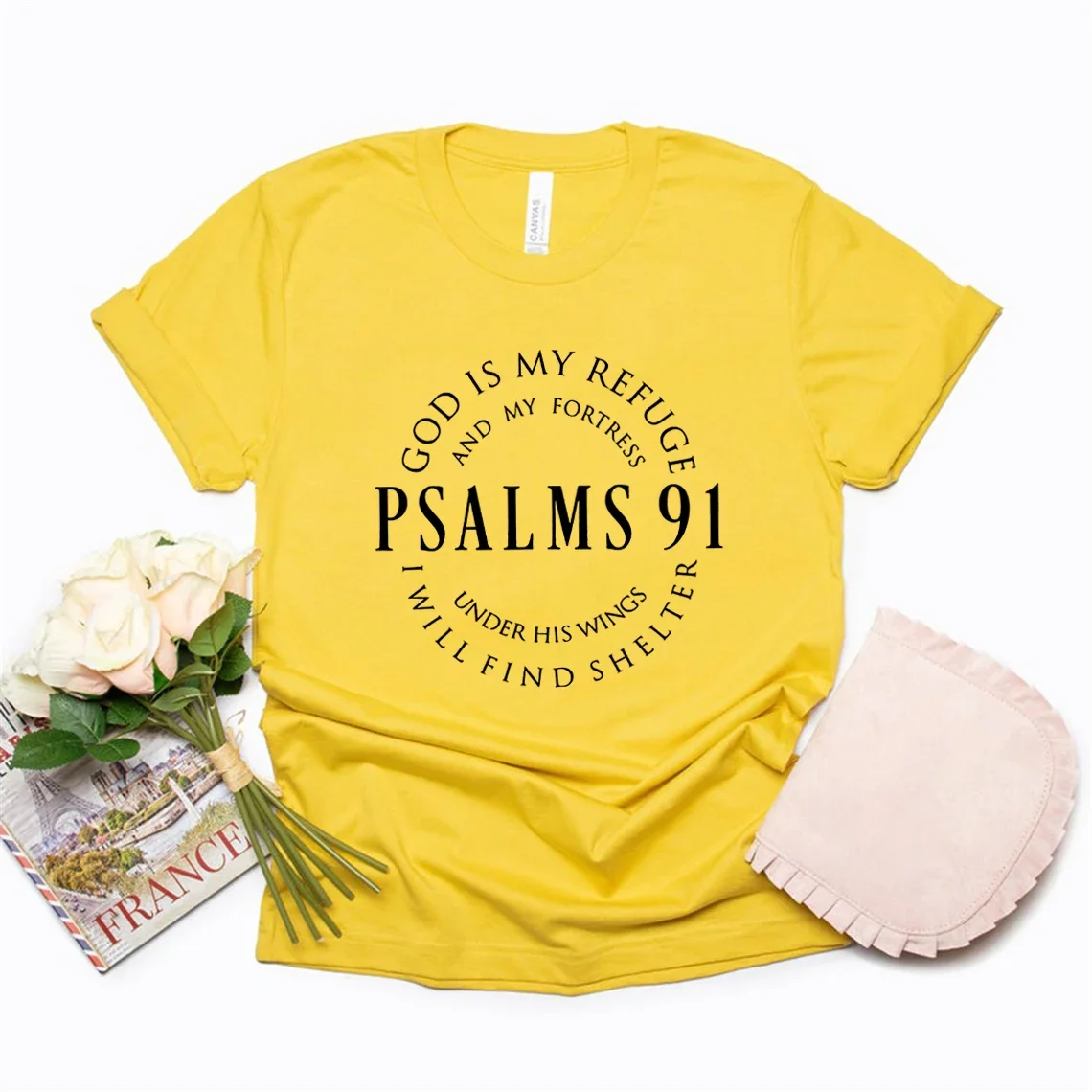 Dio è il mio rifugio Salmi 91 Camicia cristiana Cristo Gesù Camicie T-shirt da donna Manica corta Maglietta religiosa Gesù Amore Tees