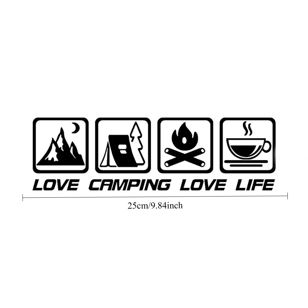 CANPING LOVE LIFE Camping Car Decorative Sticker, Wilderness Campfire Adventure Car Decorative Sticker,Suitable for Coffee Carts