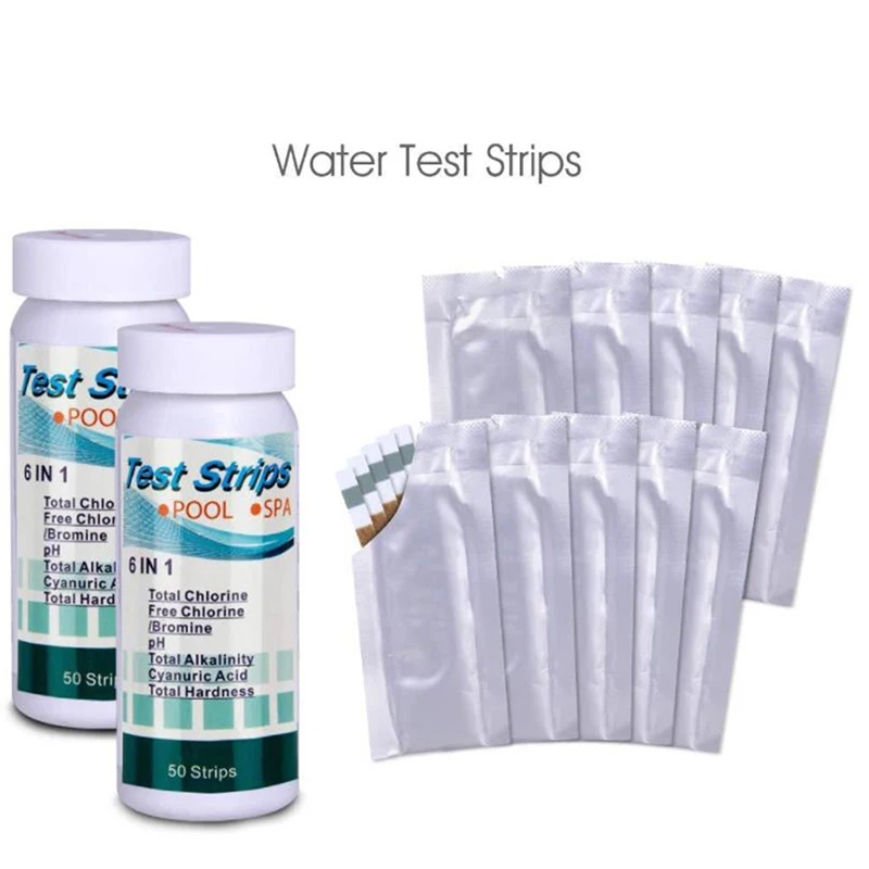 50 Pcs/Bottle 6 In 1 Multipurpose Chlorine PH Test Strips SPA Swimming Pool Water Tester Paper