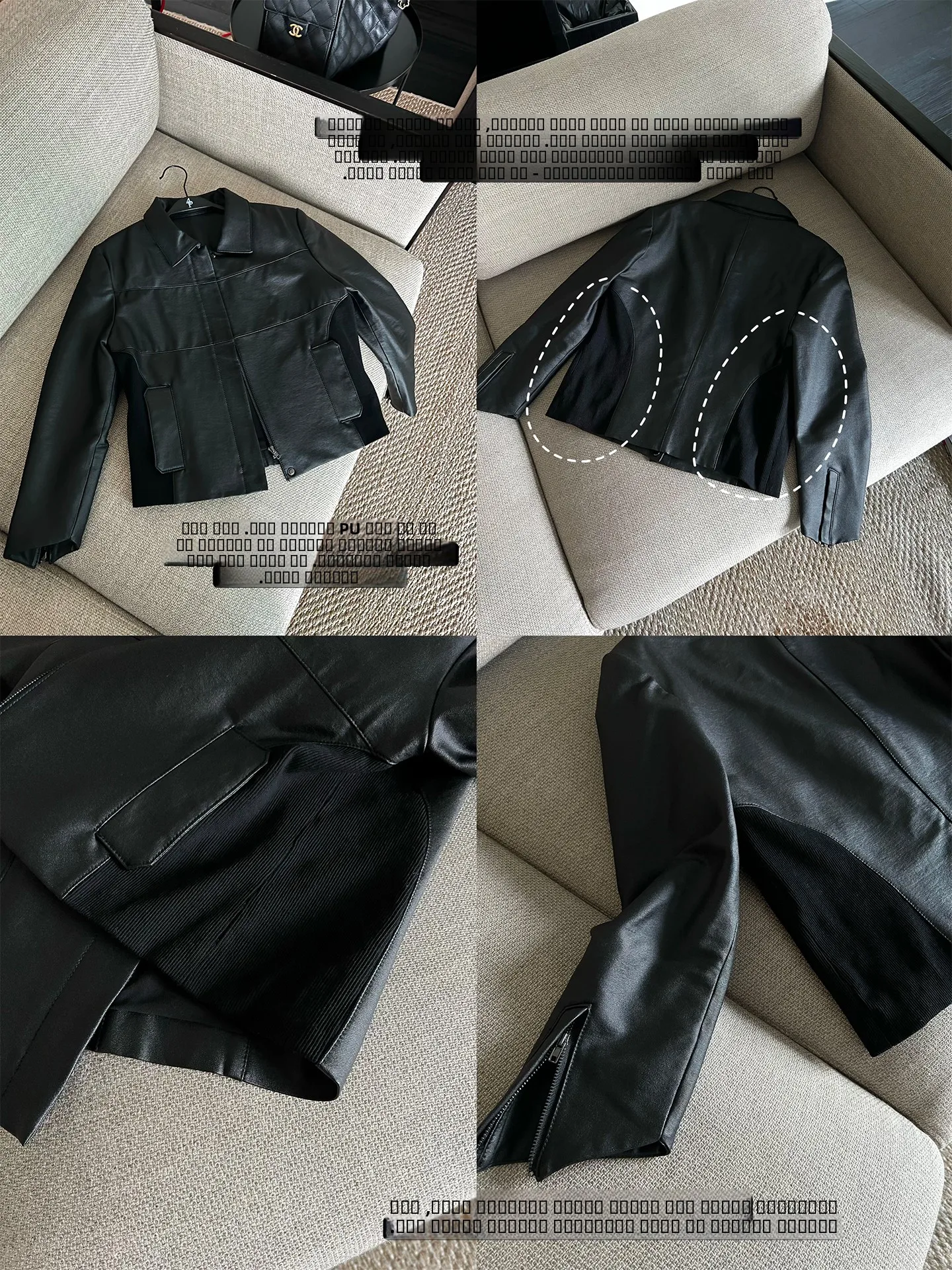 เสื้อแจ็คเก็ตหนัง PU 4PRIL สำหรับผู้หญิง สไตล์เรโทรเท่ห์ ทรงเข้ารูป คอปกพับได้ ตัดต่อสีดำ เสื้อคลุมลำลองสำหรับฤดูใบไม้ร่วง