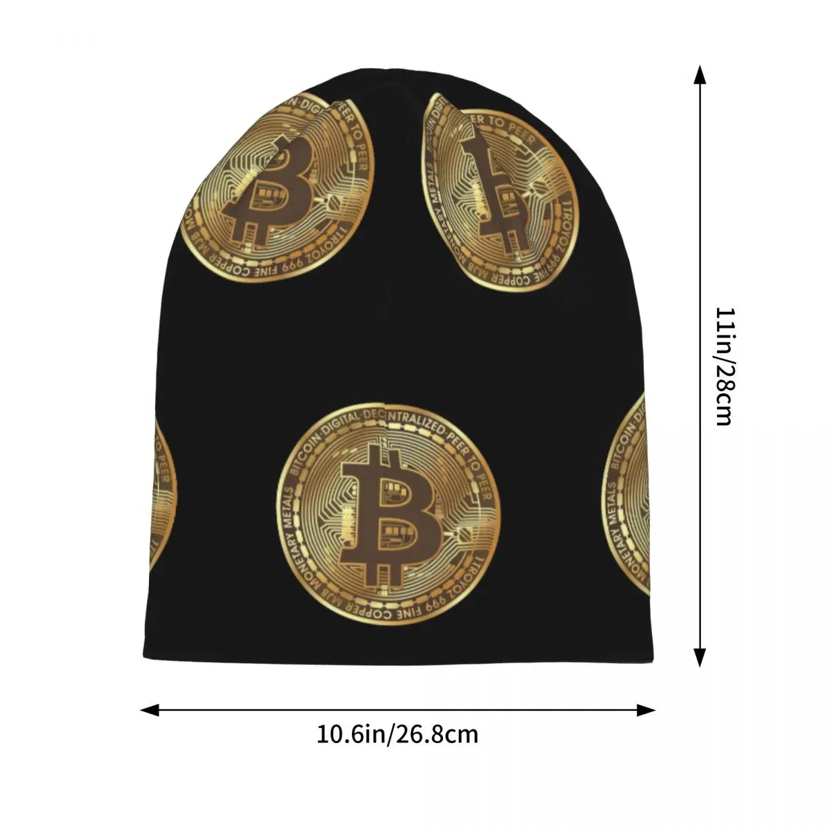 Bitcoin - Physical Coin Skullies Beanies Hats Warm Autumn Winter Outdoor Cap Knitted Bonnet Caps for Men Women Adult
