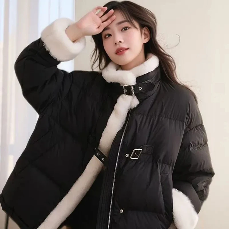 Luxury Women Down Cotton Coat For Winter 2023 Stand Collar Puffer Jacket Thick Warm Female Feather Parkas Snow Outwear