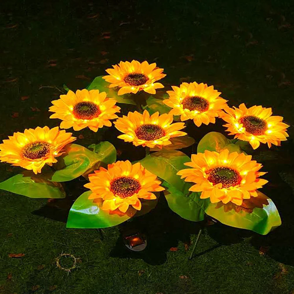 Solar Simulation Sunflower Shaped Lamps Waterproof Sunlight Powered Lamp Outdoor Lighting For Garden Courtyard Pathway Parterre