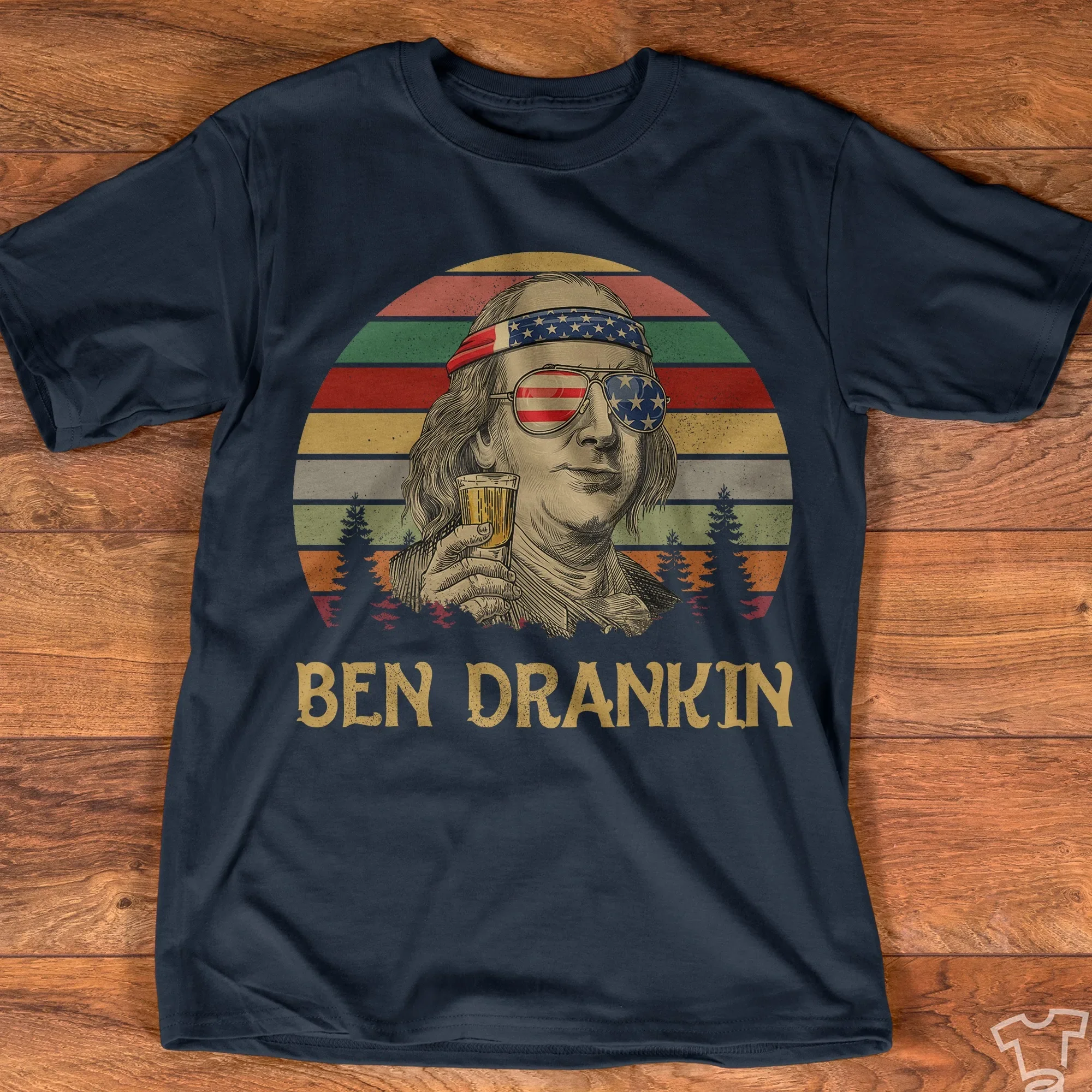 Funny Ben Drankin Vintage Benjamin Franklin Alcohol Drinking T-Shirt 100% Cotton O-Neck Short Sleeve Summer Casual Mens T-shirt