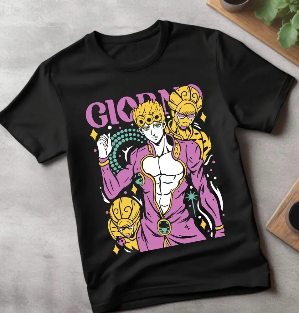 Giorno Giovanna T-shirt JoJo's Bizarre Adventure Anime Manga Gift Shirt All Size High Quality 100%Cotton Short Sleeve