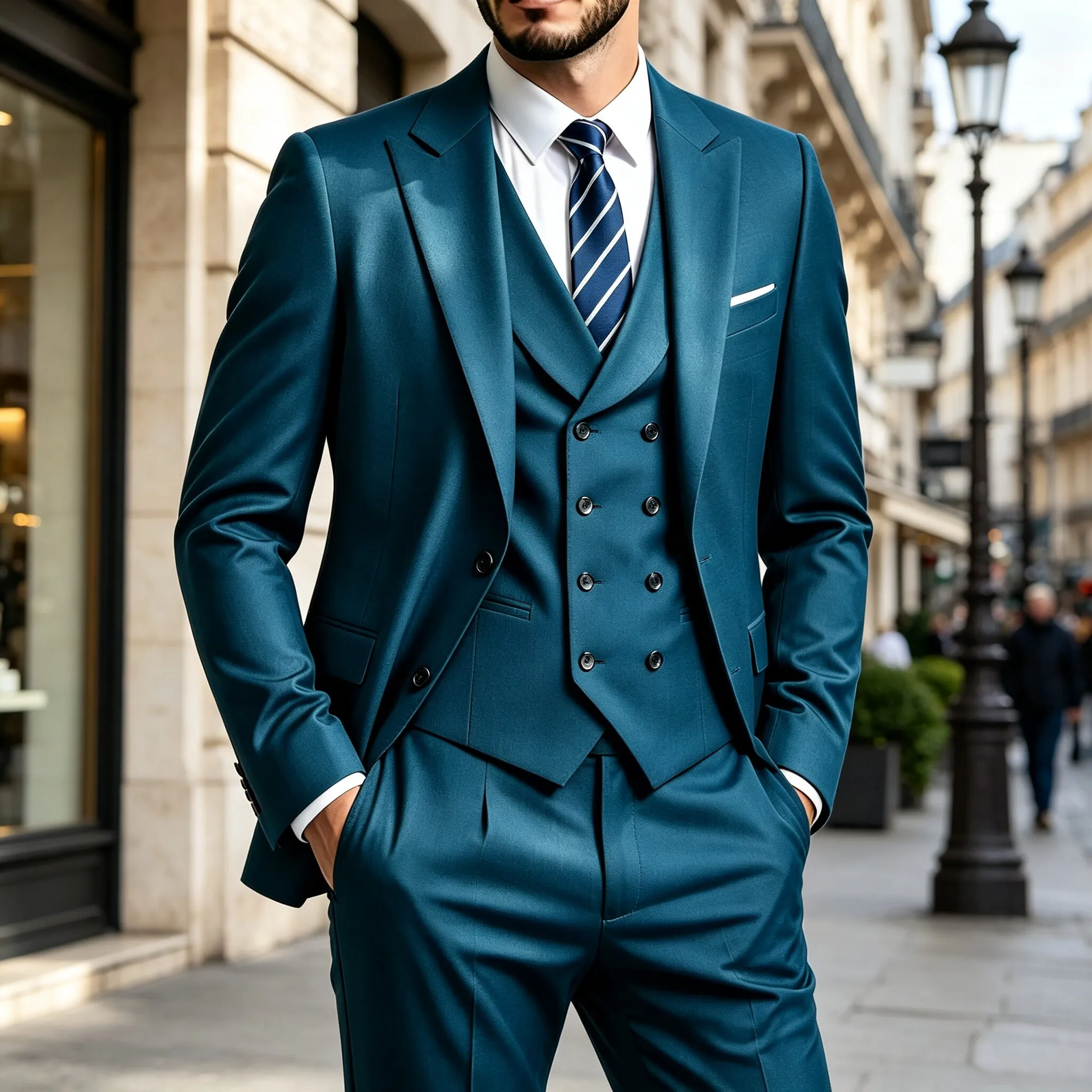 Men's 3 Piece Suit Slim Fit Blazer Waistcoat Trousers Suitable For Weddings Business And All Kinds Of Formal Occasions