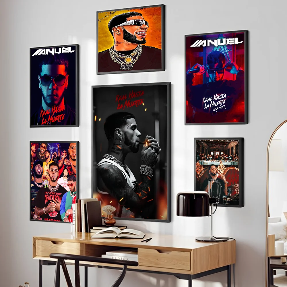 Hip Hop Rapper Anuel AA Poster Good Quality Prints and Posters Waterproof Paper Sticker Coffee House Bar Posters Wall Stickers