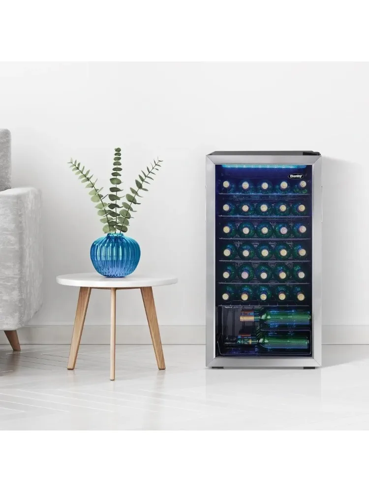 Независимый однозонный холодильник со стеклянной дверью, вмещает 36 бутылок, подходит для кухни, дома, бара, 3,3 кубических ножек.