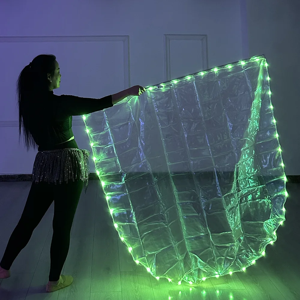 LED luminous flag white fabric button battery model with switch dance props performance clothes dance clothes European and Amer