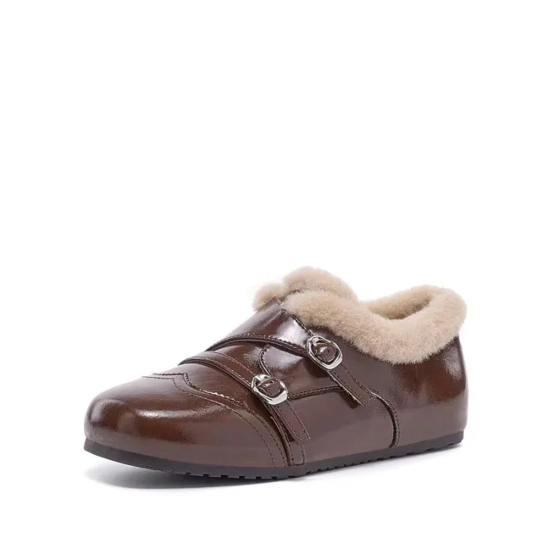 

European Station Warm Plus Velvet Women 2025 New Winter Platform Heightened Slip-on Casual Cotton Shoes