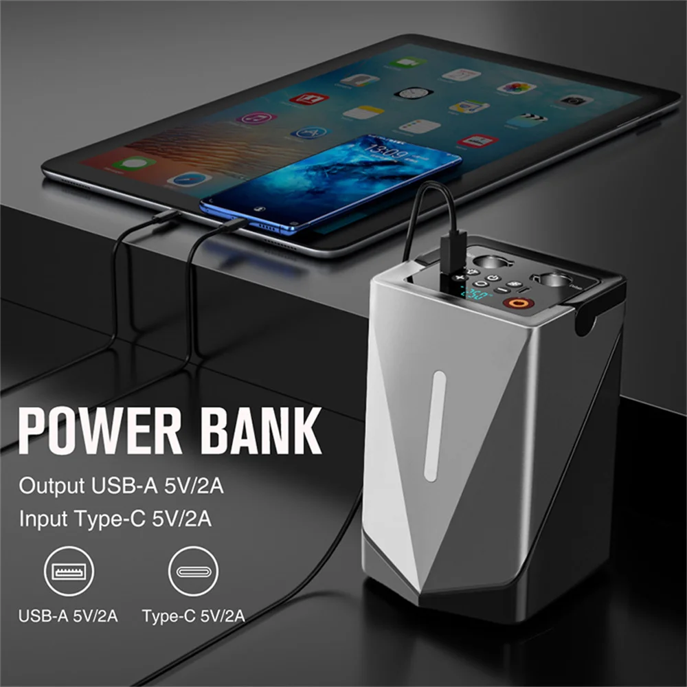 

Car starting power supply, car mounted inflation pump, suction and blowing integrated machine new 12V multifunctional power bank