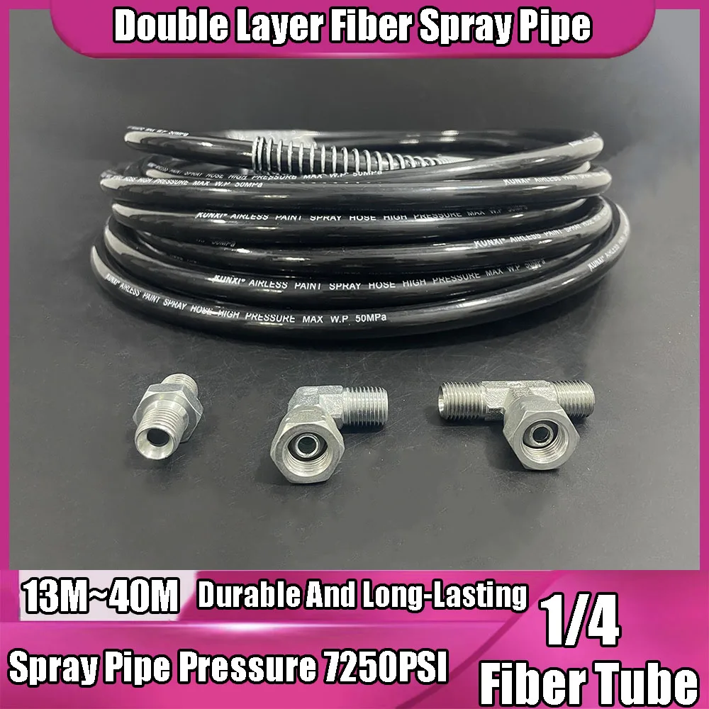 

Double Layer Woven Fiber High-Pressure Airless Spray Hose Upgraded Version 7250 PSI Universal Spray Machine Flexible Pipe 1/4 "