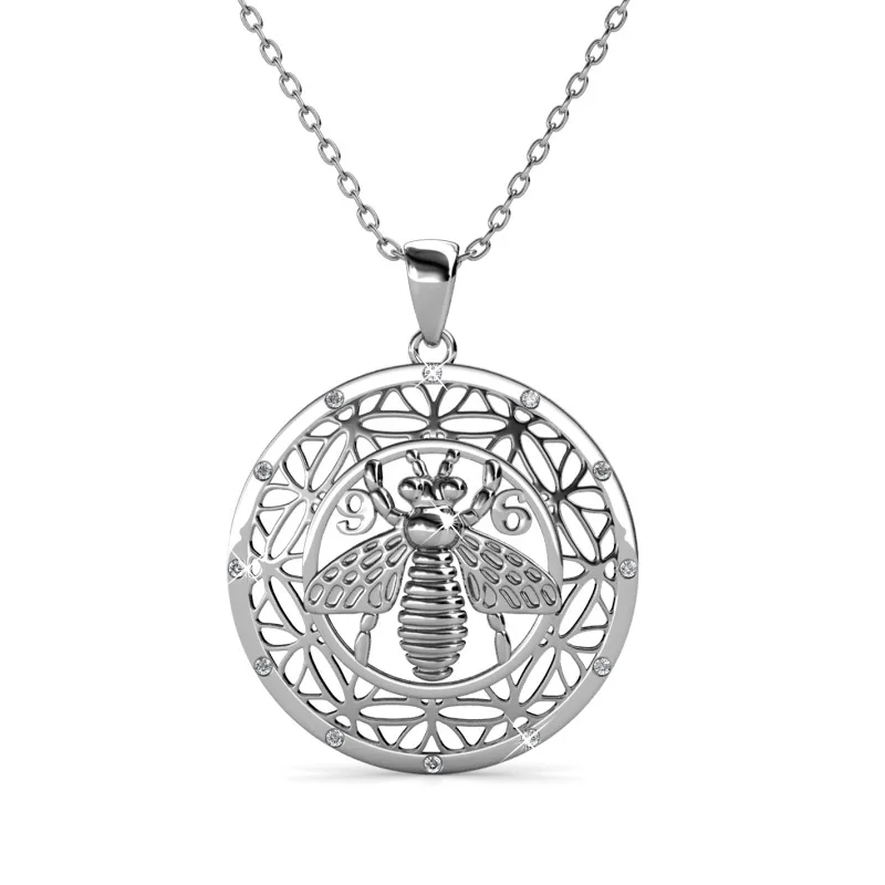 

Daisini Bee Pendant Necklace with Swarovski Crystal Fashion Hollow Out Jewelry Gift for Women Anniversary Valentine Birthday
