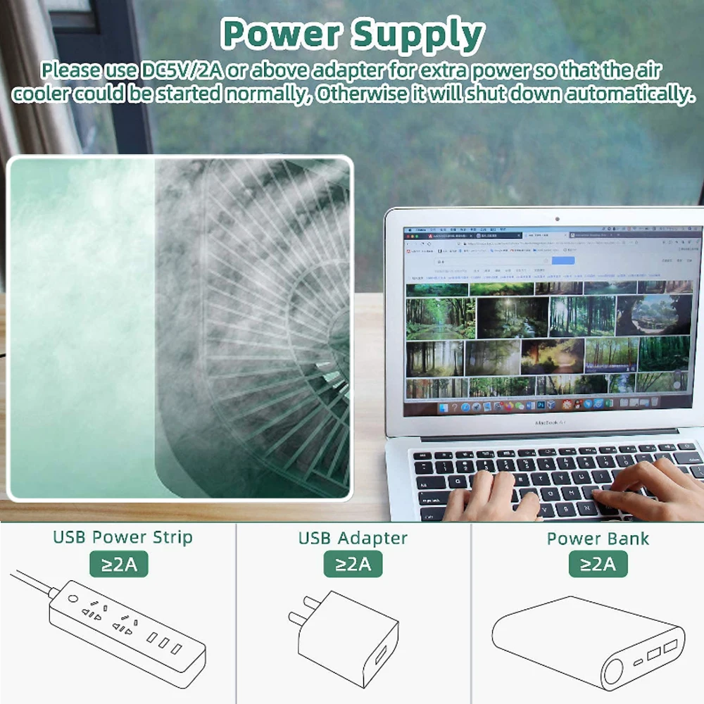 جديد سطح المكتب مروحة كهربائية تبريد الهواء تبريد المياه رذاذ مروحة المحمولة مكيف الهواء USB الترطيب مروحة صغيرة الهواء المرطب