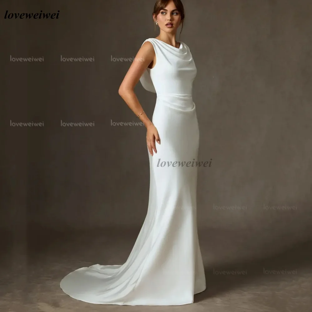 カスタムメイドのウェディングドレス マーメイド エレガント シンプル ブライダルガウン タンク バックレス 花嫁衣装 ウェディングドレス