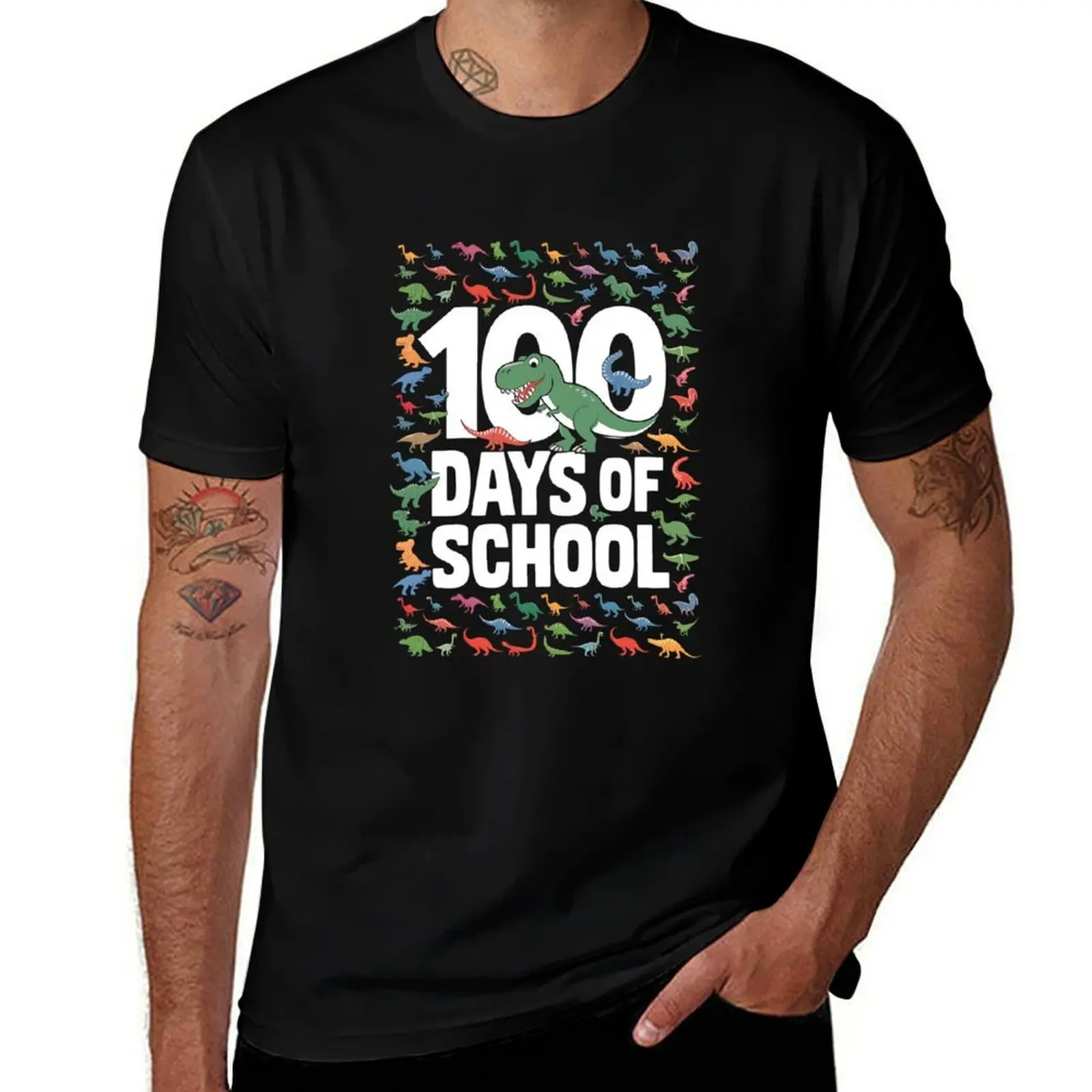 

100 Days Of School Dinosaur T-Rex T-Shirt Blouse vintage graphic tee korean fashion mens t shirt