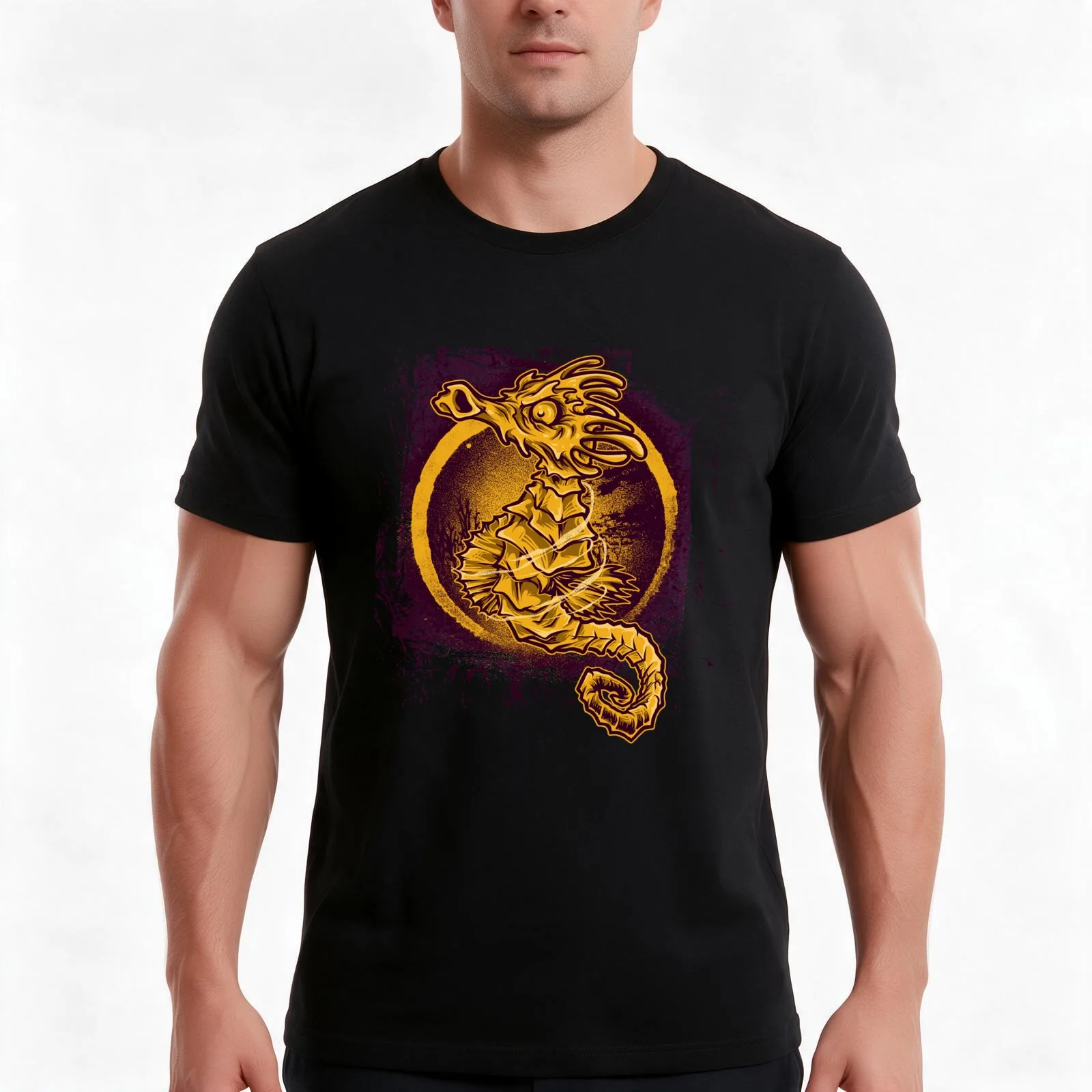 Seahorse T-Shirt Summer Casual Cotton Tee Oversized Streetwear Tops Vintage Graphic Print Loose Fit Short Sleeve