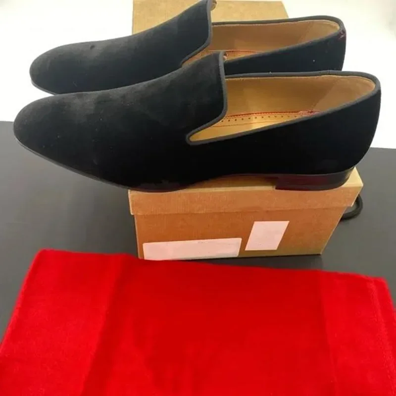 Nieuw In Rode Zool Loafers Voor Mannen Kudde Zwart Geel Pu Derss Schoenen Voor Mannen Met Zapatos De Hombre