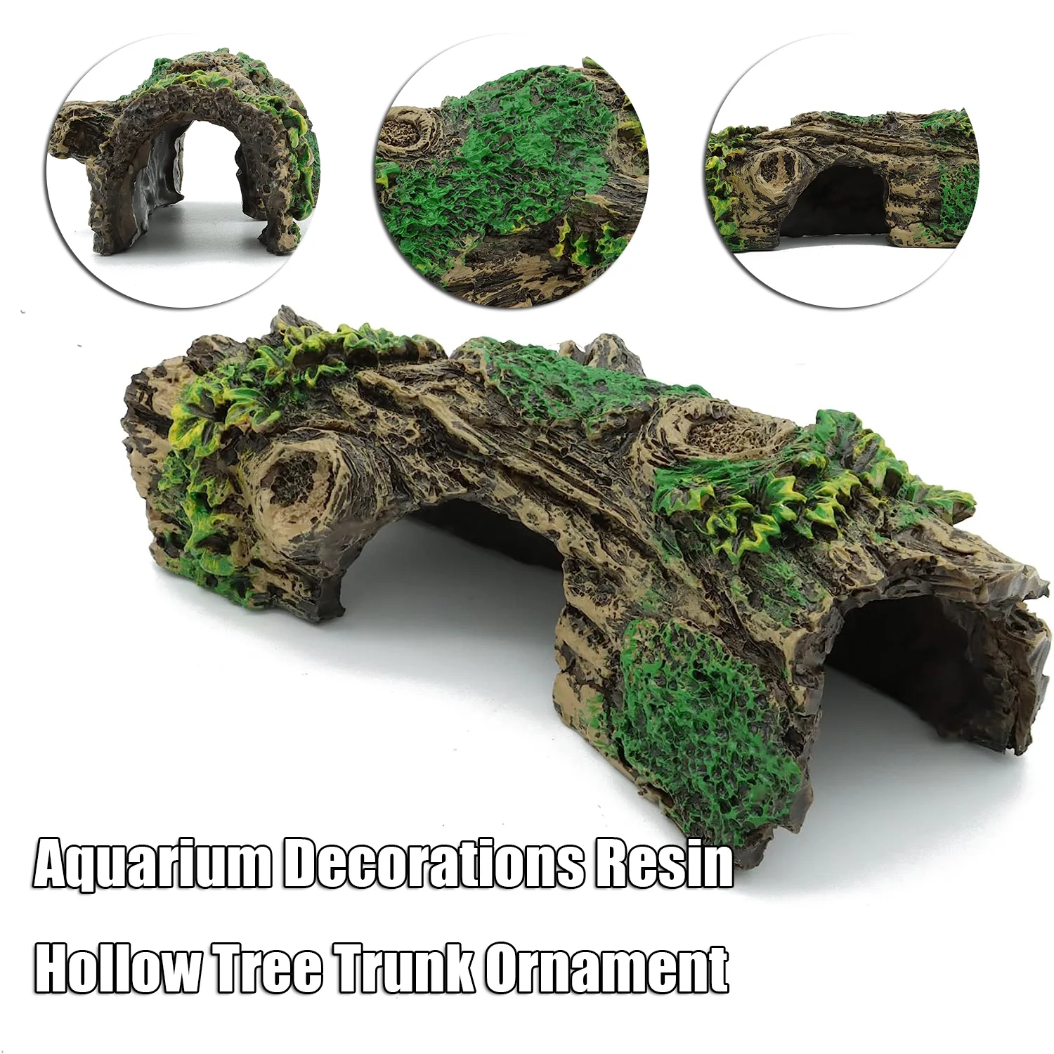 Aquarium Hollow Tree Tunnel Cave Ornament Fish Shrimp Reptile Hiding Shelter Fish Tank Decorations Small Fishbowl Accessories