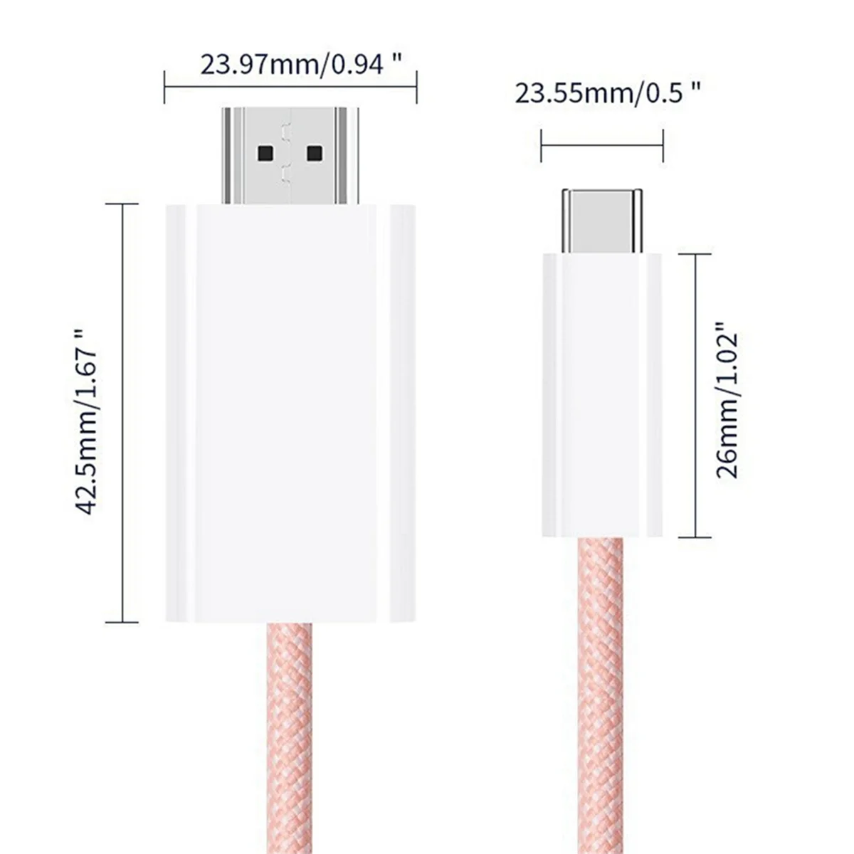 Type C to HDMI-Compatible High Definition Converter Cable 1.8M 4K60Hz Support for Phone and Computer