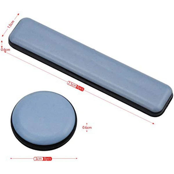 A04I 16 Pcs Furniture Glides PTFE Sliders Self-Adhesive Furniture Glides Set Round Square for Furniture Easy image 5