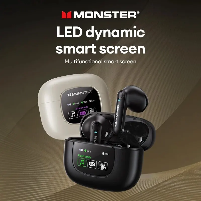 Monster XKT20 bezprzewodowe słuchawki Bluetooth 5.4 wyświetlacz LED gamingowy zestaw słuchawkowy słuchawki sportowe dźwięk HIFI słuchawki douszne o niskim opóźnieniu nowość