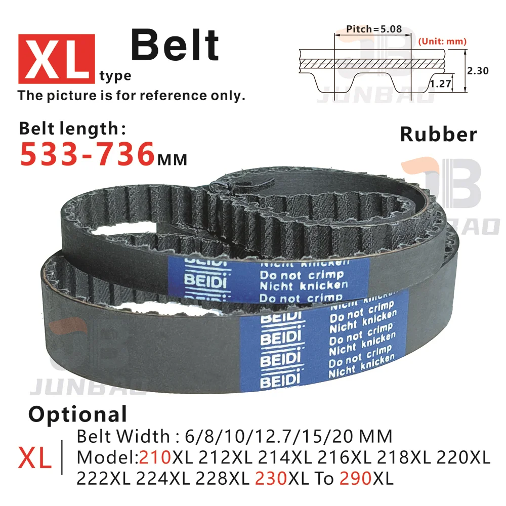 533-736 mm de longitud, correa de distribución XL, modelo 210XL 212XL 214XL 216XL 218XL a 290XL, correa síncrona de goma, para impresoras DIY/CNC/3D
