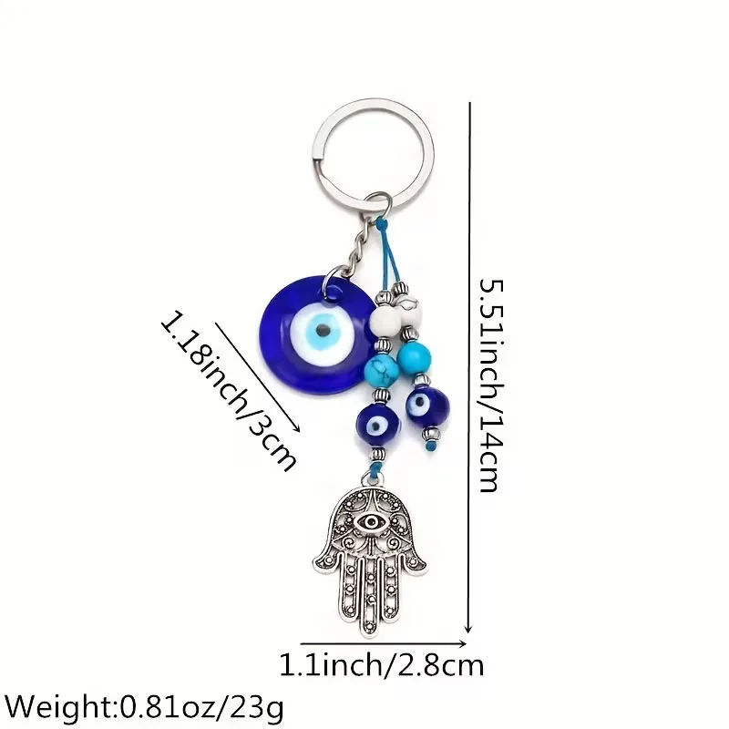 Evil Eye Hamza Hand Schlüsselanhänger aus Legierung, Glücksbringer für Geldbörsen und Rucksäcke, Schmuck für Damen und Herren als Geschenk – Detail 4