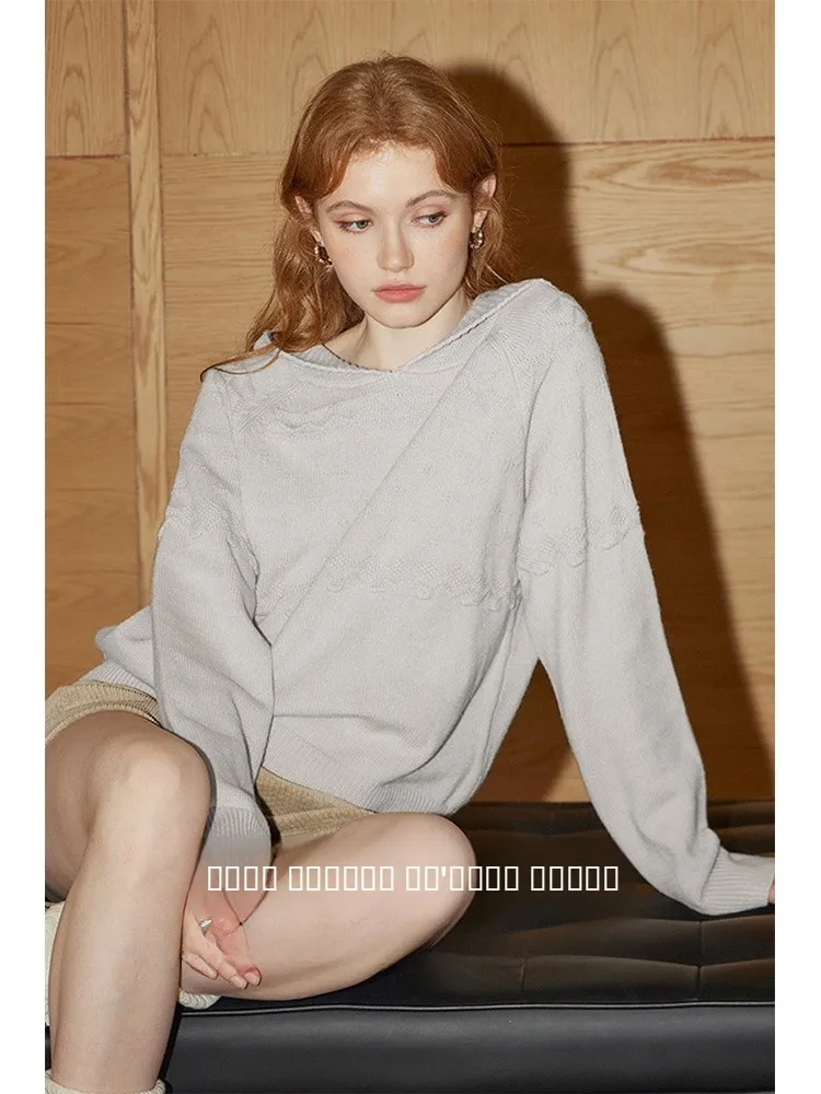 

Двухцветный вязаный свитер KUHNMARVIN с капюшоном и длинными рукавами для женщин, базовый слой, удобный, мягкий, прямого кроя