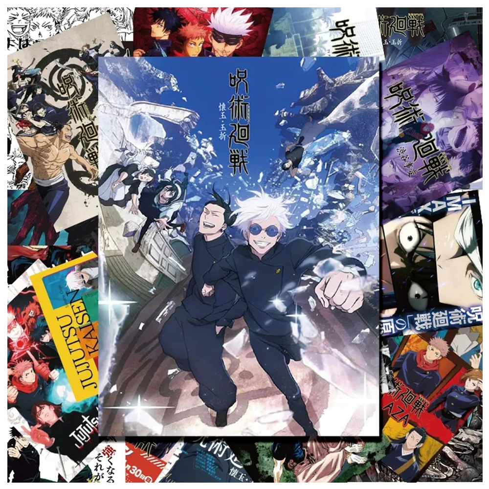 Legal Jujutsu Kaisen Anime Poster Adesivos, Satoru Gojo Cartoon Graffiti decalques, telefone, laptop, diário, adesivo impermeável, 10 pcs, 30 pcs, 60pcs