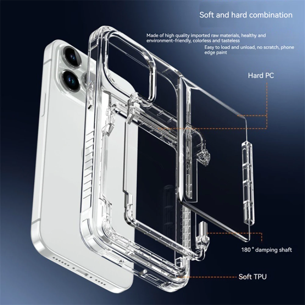 Transparent Cellphone Case with Stand for iPhone 15 Series Accessory Mobile Phone Fitting Black/White Anti-drop Case