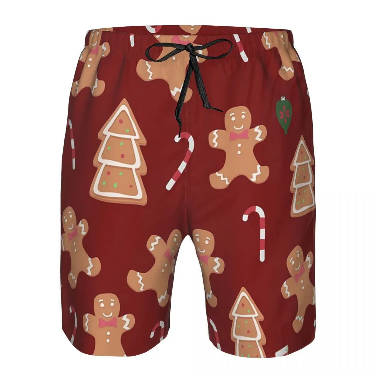 Christmas Gingerbread Cookies Trunks Beach Board Shorts Casual Quick Dry Swim Summer Men Pants